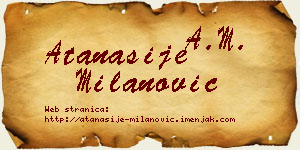 Atanasije Milanović vizit kartica